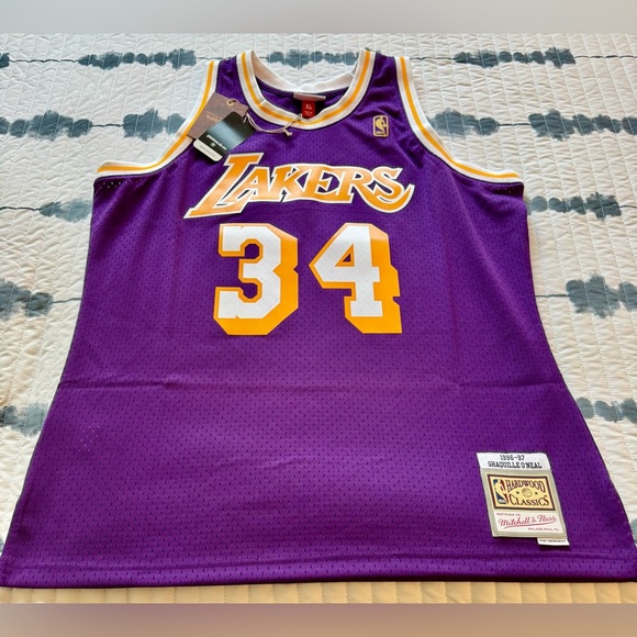 Nba Players Lakers Jersey Number 34 Men's Shaquille O'Neal Purple